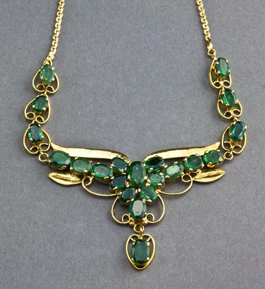 Brazilian Emerald and 14 Carat Gold Necklace